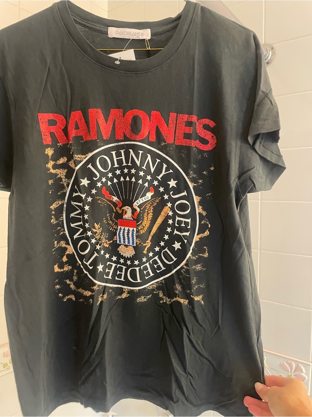 Daydreamer Kids Black Ramones Graphic Tee with Red Logo